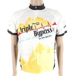 Primal Colorado Triple Bypass 2012 Cycling Jersey Full Zip White Yellow Size L